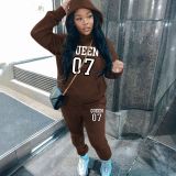 Plus Size Printed Padded Sweatshirt Pants Suit GDNF-5999Q13