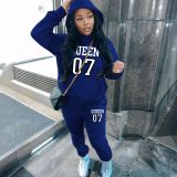 Plus Size Printed Padded Sweatshirt Pants Suit GDNF-5999Q13