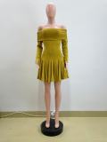 One Shoulder Lapel Neck Mini Dress QOUY-6054