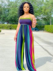 Colorful Wrap Chest Sling Wide Leg Jumpsuit WUM-2158
