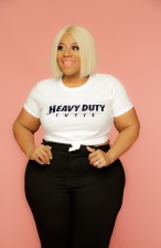 Plus Size Letter Print Loose T Shirt WUM-2167