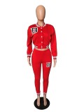 Fashion Letter Print Long Sleeve Pants Suit WUM-21011