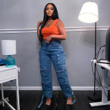 Plus Size Multi-pocket Jeans GAKF-21212