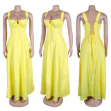 Sleeveless Solid Color Sling Maxi Dress GTYZ-7369
