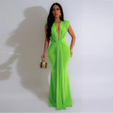 Sexy V Neck Sleeveless Maxi Dress GTYZ-7375