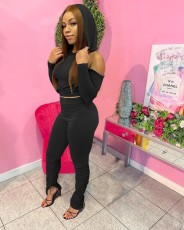 Hooded Backless Tops And Pleated Pants Suit WUM-21907