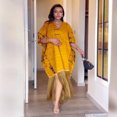 Loose Casual Print Tassel Midi Dress GTYZ-7411