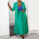 Plus Size Casual Blazer And Press Pleated Skirt Suit NNWF-8066