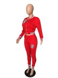 Fashion Letter Print Long Sleeve Pants Suit WUM-21011