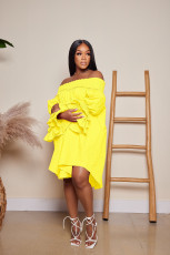 Plus Size Solid Color Off Shoulder Loose Midi Dress GTYZ-7275