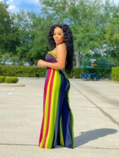 Colorful Wrap Chest Sling Wide Leg Jumpsuit WUM-2158