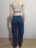 Plus Size Multi-pocket Jeans GAKF-21212