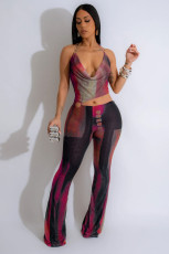 Sexy Backless Print Mesh Jumpsuit GTYZ-7447
