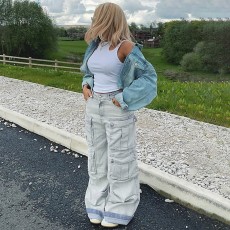 Fashion Loose Patchwork Straight Jean GSYI-8633
