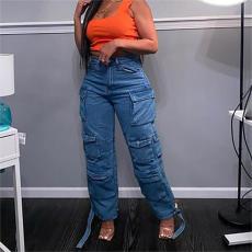 Fashion Solid Multi-pockets Jeans GSYI-30000