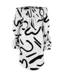 Plus Size Fashion Print Off Shoulder Loose Dress GTYZ-7348
