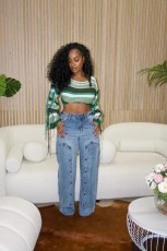 Patchwork Removable Loose Fit Straight Leg Jeans WXHY-XHY408