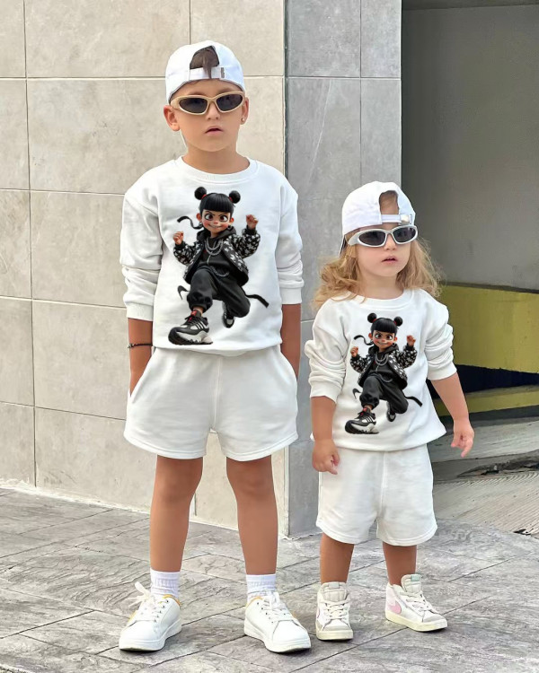 Kids Print Long Sleeve Sweatshirt Pants 2 Piece Set GYAY-8120