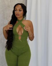 Backless Halterneck Tie Up Jumpsuit GBGF-5060