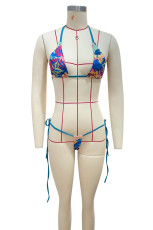 Sexy Print Tie Up Bikinis Two Piece Swimsuit GFCF-1334