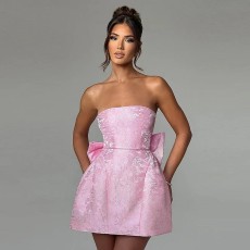 Sexy Print Tow Tie Tube Top Dress GPBY-17182