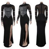 Plus Size Long Sleeve Hot Drill Maxi Dress NY-3367