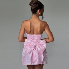 Sexy Print Tow Tie Tube Top Dress GPBY-17182