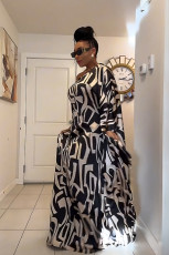Plus Size Print Tie Up Big Swing Maxi Dress NY-10980