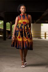 Plus Size Print Sleeveless Lapel Midi Dress NY-10730