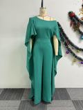 Plus Size Solid Color Cloak Wide Leg Jumpsuit NY-10985