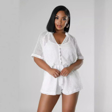 Casual Hollow Out Tie Up Three Shorts Set QXTF-5101