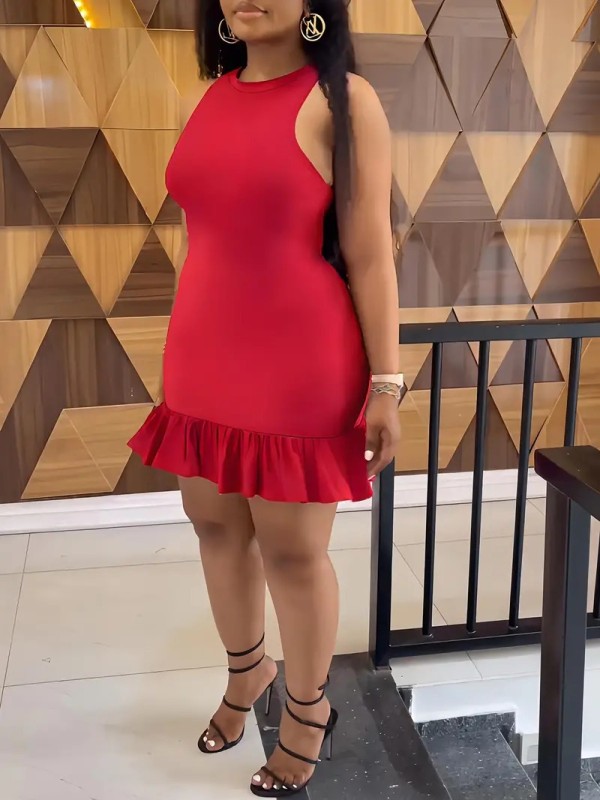 Sleeveless Ruffles Mini Dress GCNF-0227