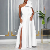 Plus Size Slash Shoulder Big Bow Maxi Dress GMLF-3322