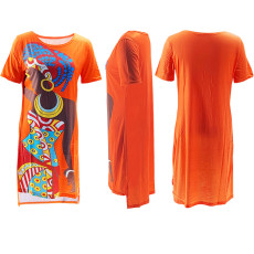 Print Short Sleeve Casual Midi Dress SFY-2504