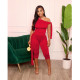 Slash Shoulder Tie Up Solid Two Piece Suit FOSF-8802