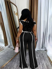 One Shoulder Sexy Sport Short Sleeve Pants Suit SFY-638