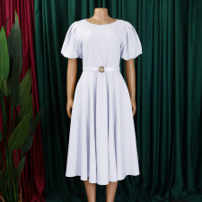 Plus Size Bubble Sleeve Midi Dress GMLF-3320