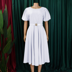 Plus Size Bubble Sleeve Midi Dress GMLF-3320