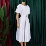 Plus Size Bubble Sleeve Midi Dress GMLF-3320