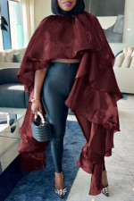 Plus Size Casual Satin Loose Poncho Blouse NY-10981