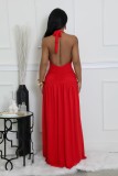 Deep V Neck Tie Up Split Maxi Dress XHXF-441