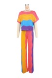 Colorful Print Loose Two Piece Pants Set XHXF-8716