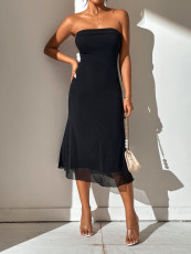 Sexy Tube Top Double Layers Mesh Evening Dress GWDS-250101