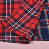 Contrast Color Plaid Print Split Skirt GFRT-7993SG