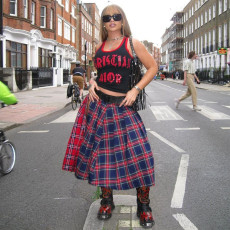 Contrast Color Plaid Print Split Skirt GFRT-7993SG