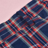 Contrast Color Plaid Print Split Skirt GFRT-7993SG
