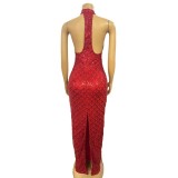Rhinestone Sleeveless Slim Evening Dress GADE-8593