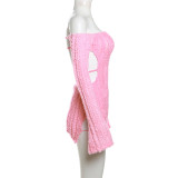 Sexy Wrap Chest Hollow Out Split Mini Dress GZJQ-K23D37780