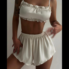 Solid Color Sleeveless Sling Two Piece Shorts Set GZJQ-K23S42161