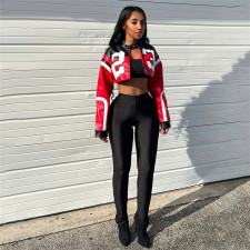Letter Print Long Sleeve Zipper Coats GZJQ-K23C37660